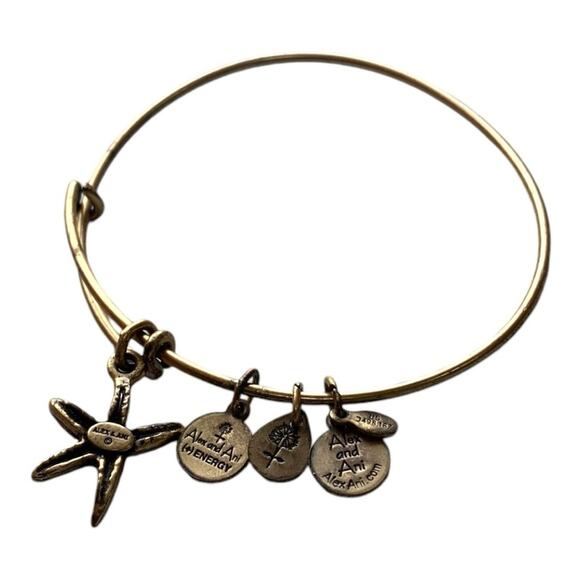 Alex & Ani Starfish Charm Bangle Bracelet Rafelian Gold Retired - Picture 3 of 3